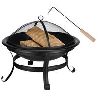 Feuerstelle Ø 55 cm inkl. Funkenschutz und Schürhaken - Schwarz, Basics, Metall (55/48cm)