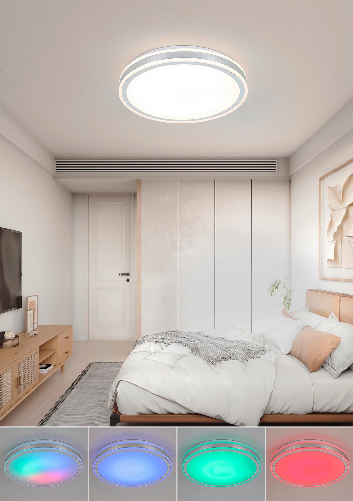 STROPNÉ LED SVIETIDLO FARBI - biela/chrómová, Modern, kov/plast (38/38/6cm) - Mömax