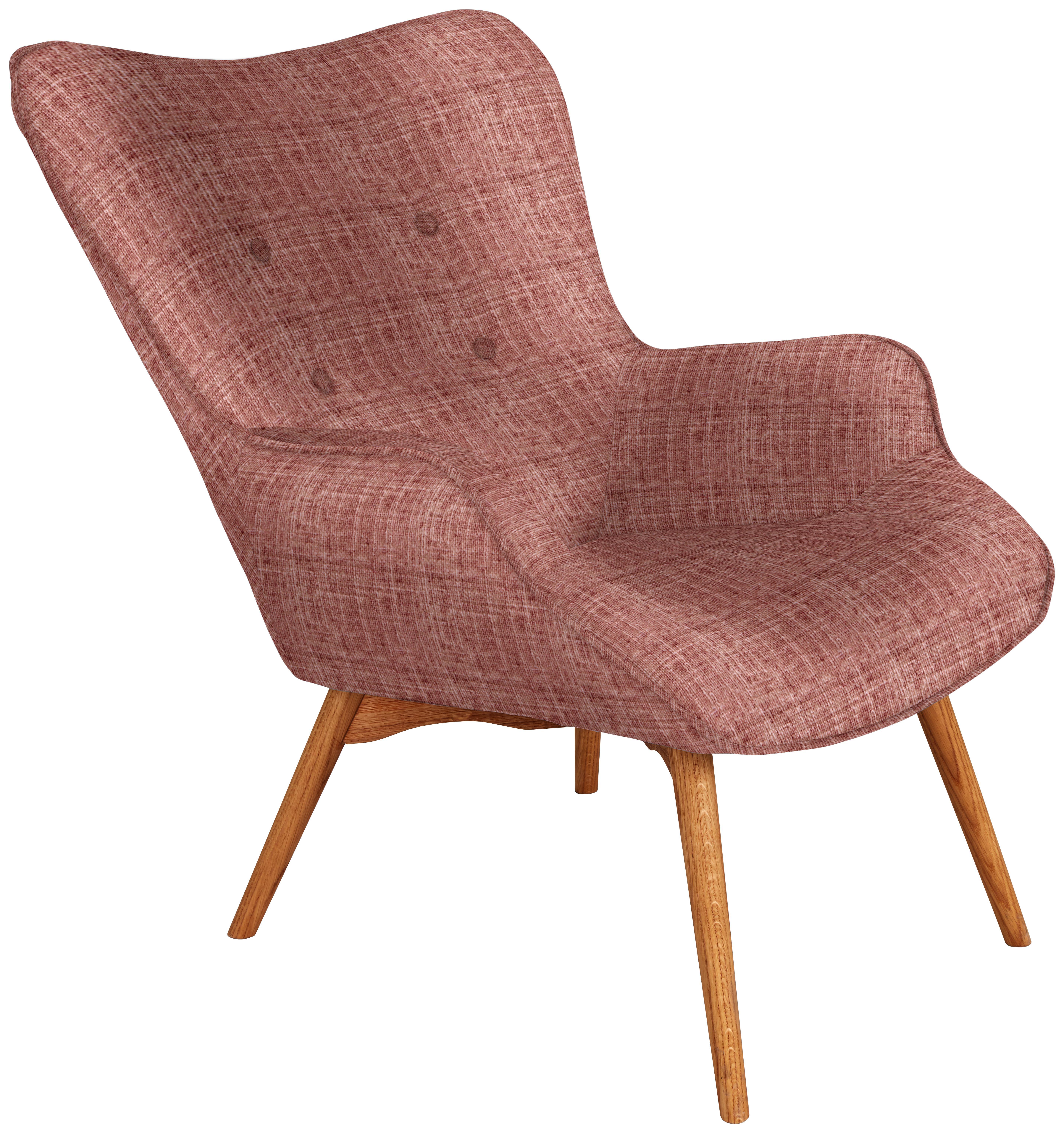 Ohrensessel Amarillo - Eichefarben/Rosa, LIFESTYLE, Textil (82/94/73cm) - Luca Bessoni