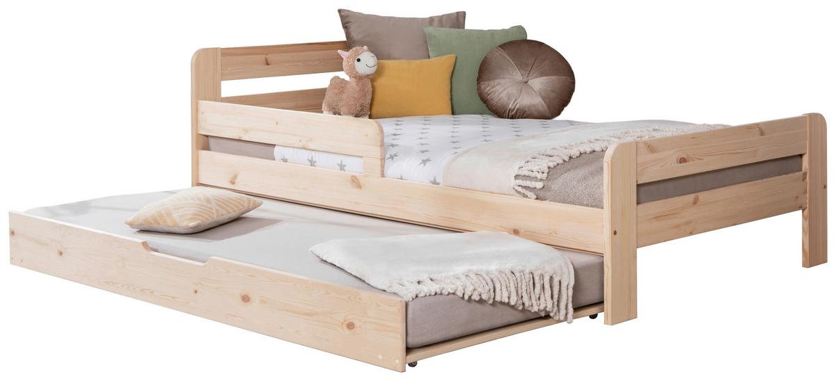 Bett Bennet Naturfarben inkl. Zubehör, 120x200 cm - Naturfarben, MODERN, Holz/Textil (120/200cm) - MID.YOU