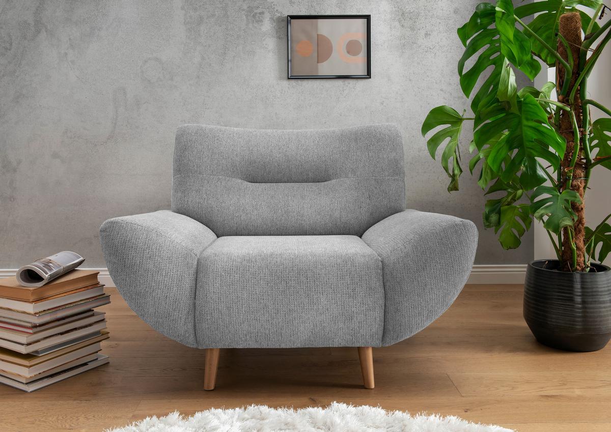 Sessel Drago Silberfarben B/h/t:111/81/90cm - Wildeiche/Silberfarben, MODERN, Holz/Textil (111/81/90cm) - MID.YOU