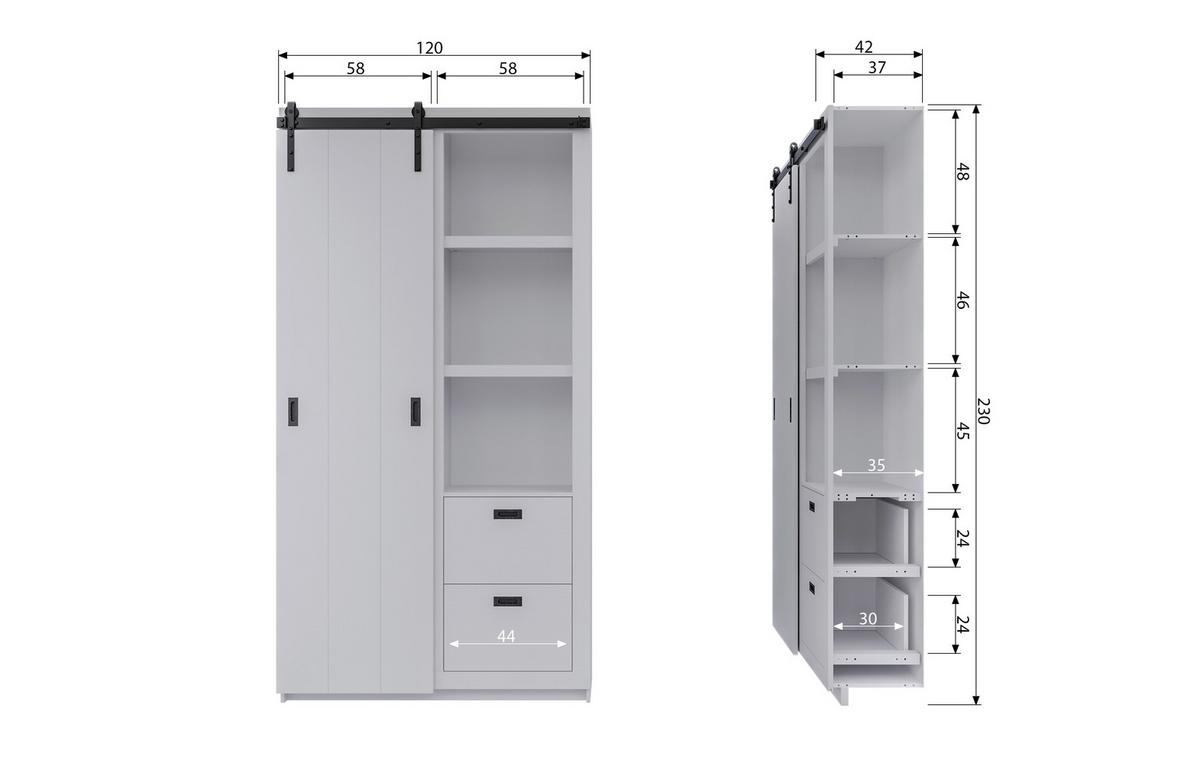 Mehrzweckschrank Slide Barn Grün B: 122 cm - Schwarz/Grün, Design, Holz (122/230/37cm) - Livetastic