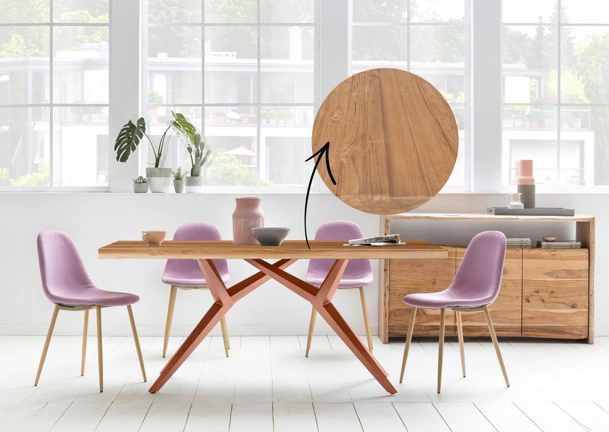 ESSTISCH Braun/Naturfarben L: 220cm - Braun/Naturfarben, MODERN, Holz/Metall (220/100/73cm) - MID.YOU