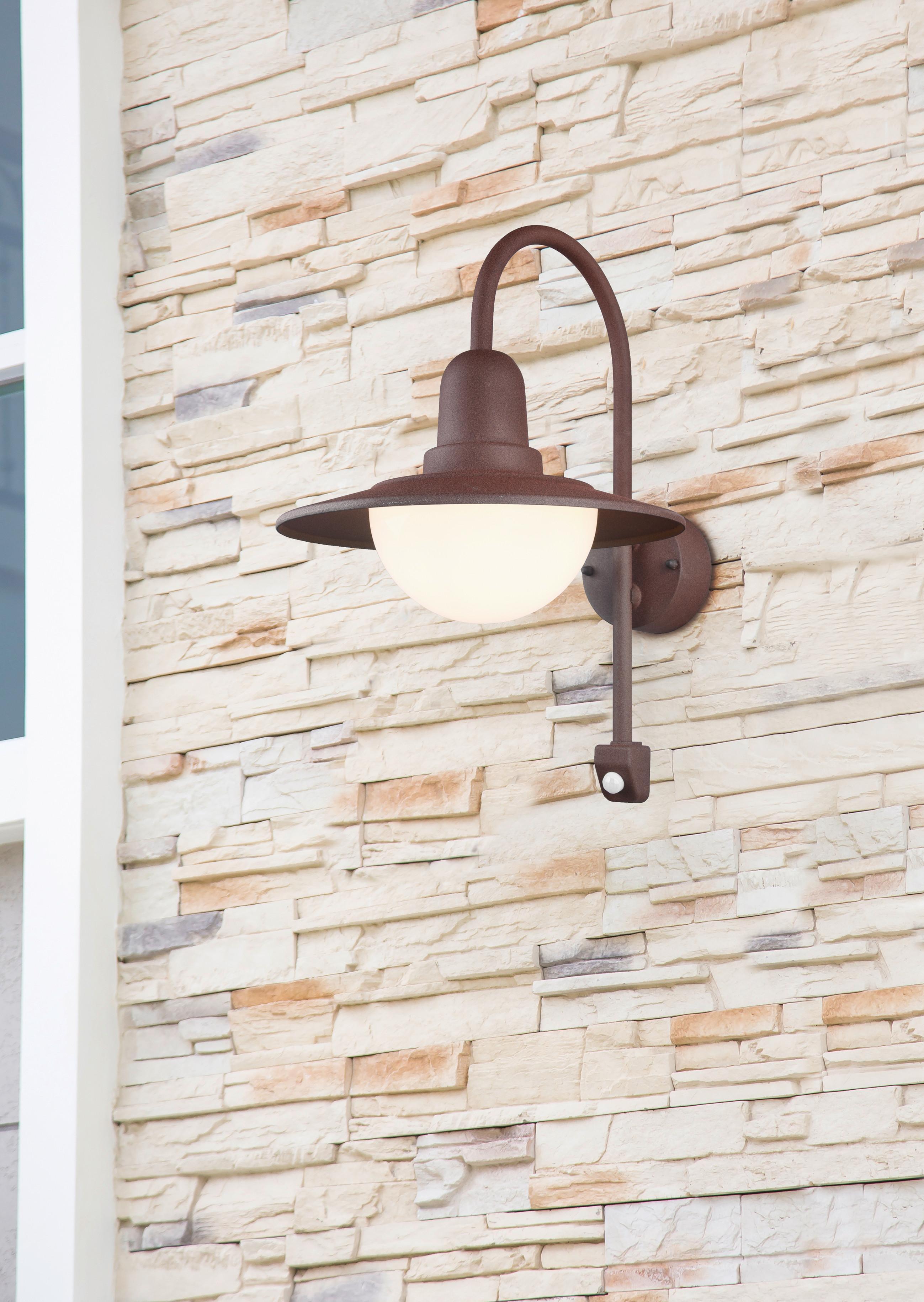 Außenwandleuchte Norman 40w Glas, Wandmontage - Rostfarben/Weiß, KONVENTIONELL, Glas/Metall (30/45,5/38cm) - Trio Leuchten