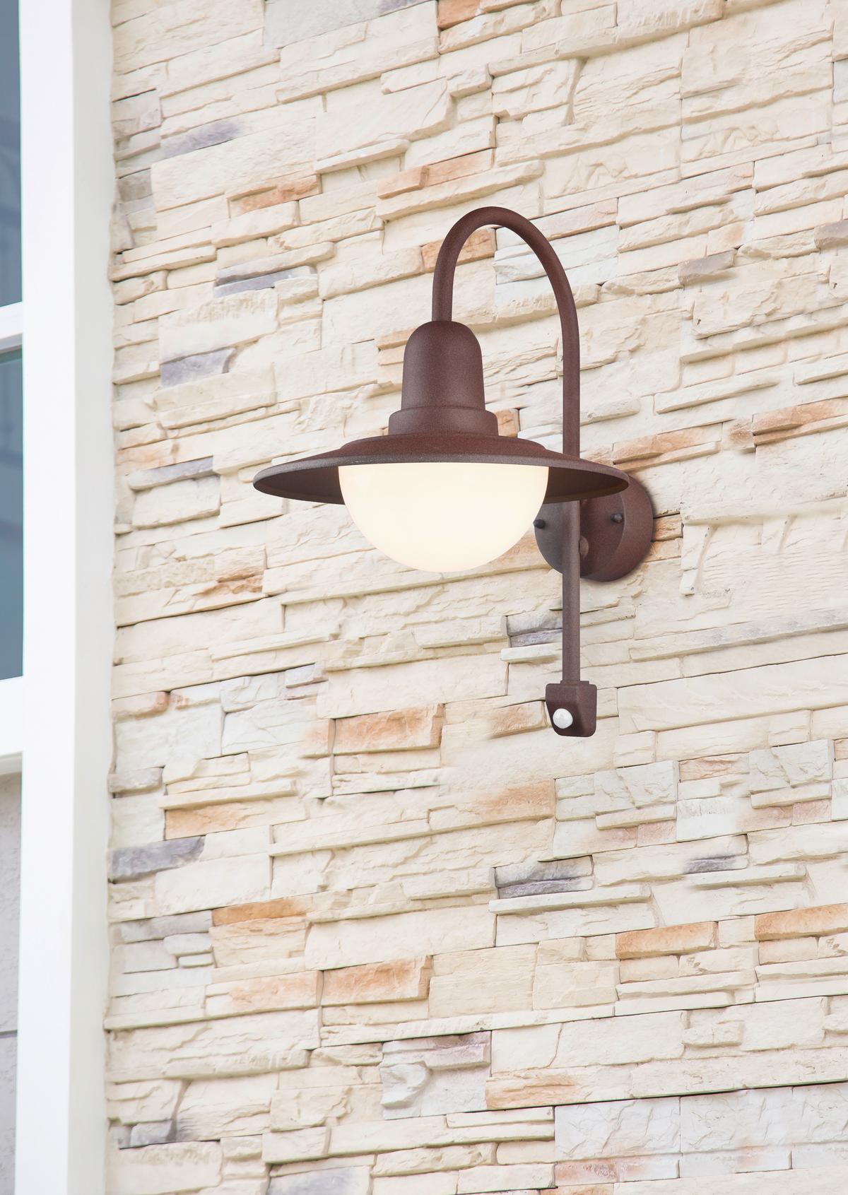 Außenwandleuchte Norman 40w Glas, Wandmontage - Rostfarben/Weiß, KONVENTIONELL, Glas/Metall (30/45,5/38cm) - Trio Leuchten