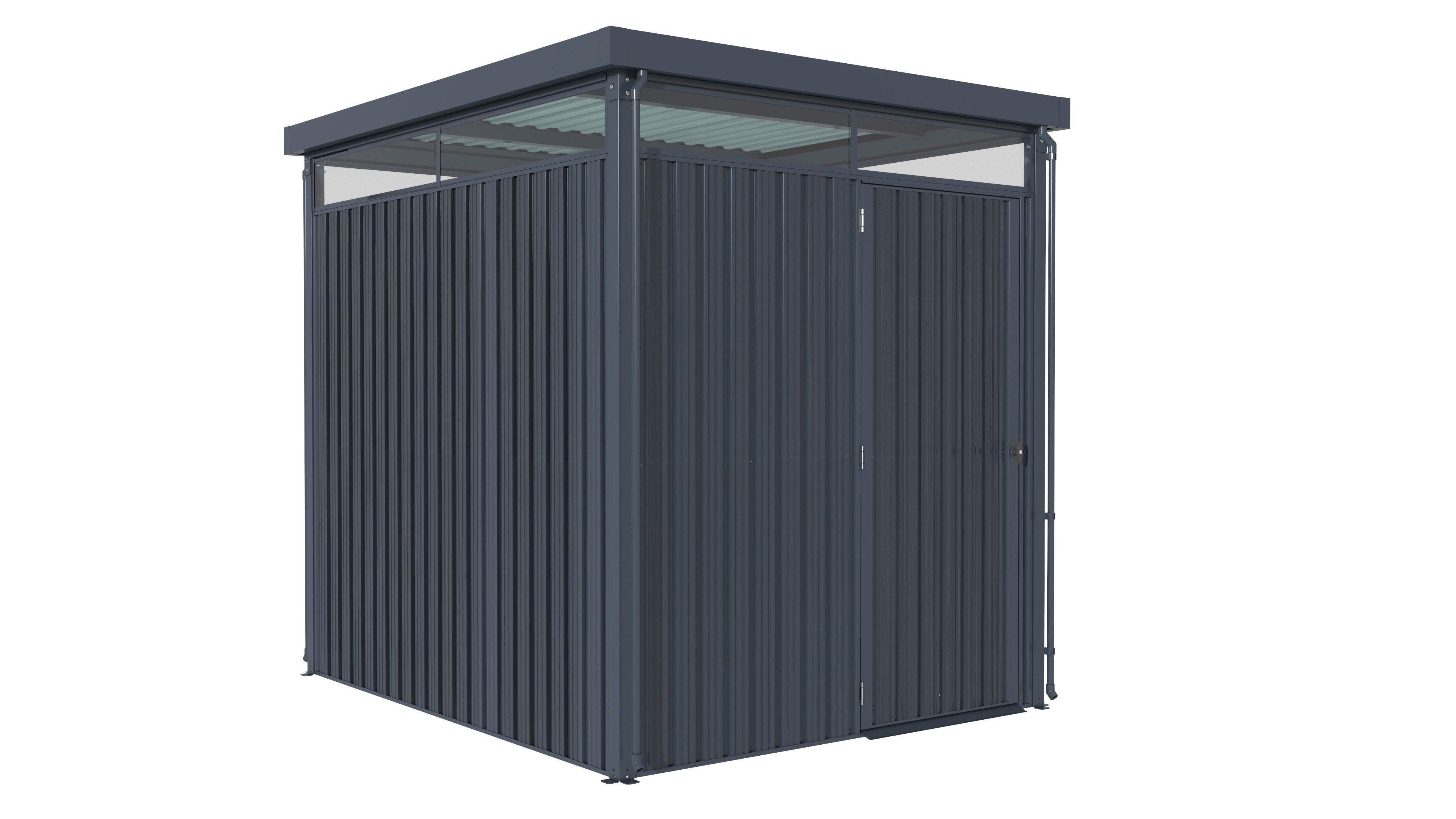 Gerätehaus Mit Flachdach 204x226x245 Cm - Anthrazit, Basics, Metall (204/226/245cm)