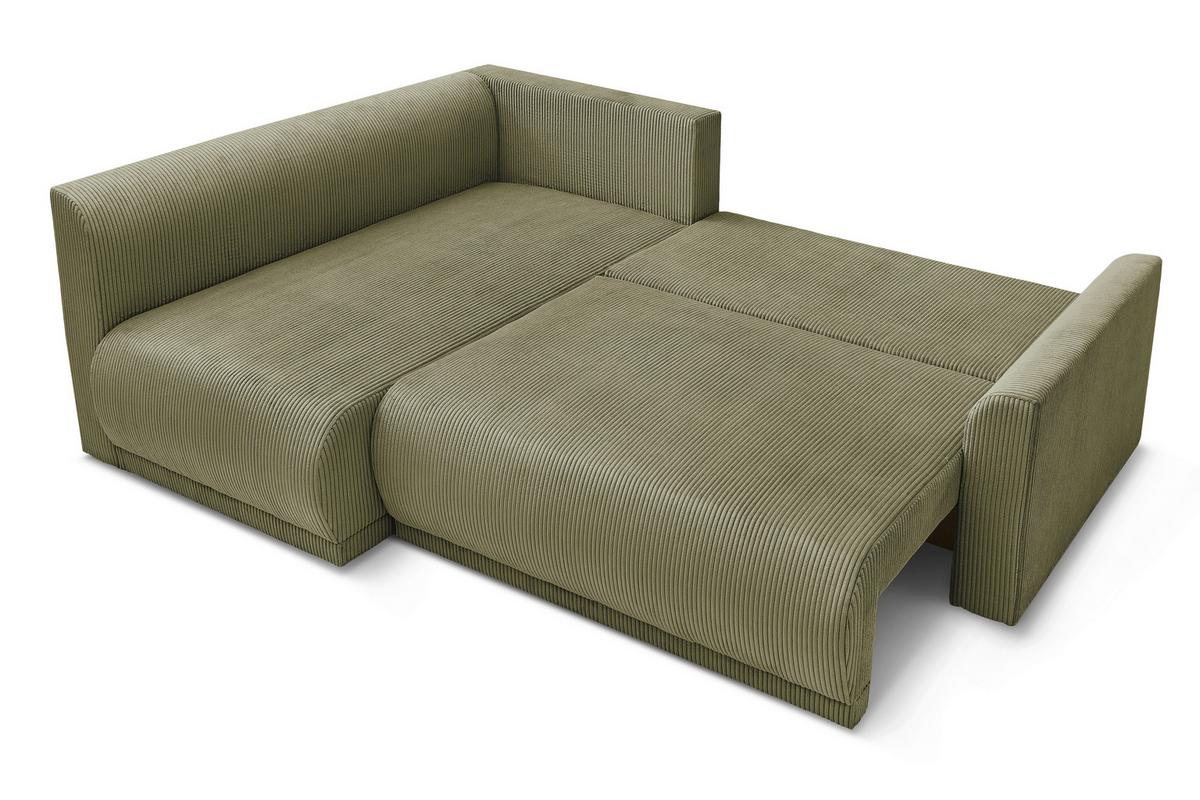 Rohová sedačka KIM L160, oboustr.,olivově zel.manšestr - černá/olivově zelená, Moderní, dřevo/textil (233/160cm)