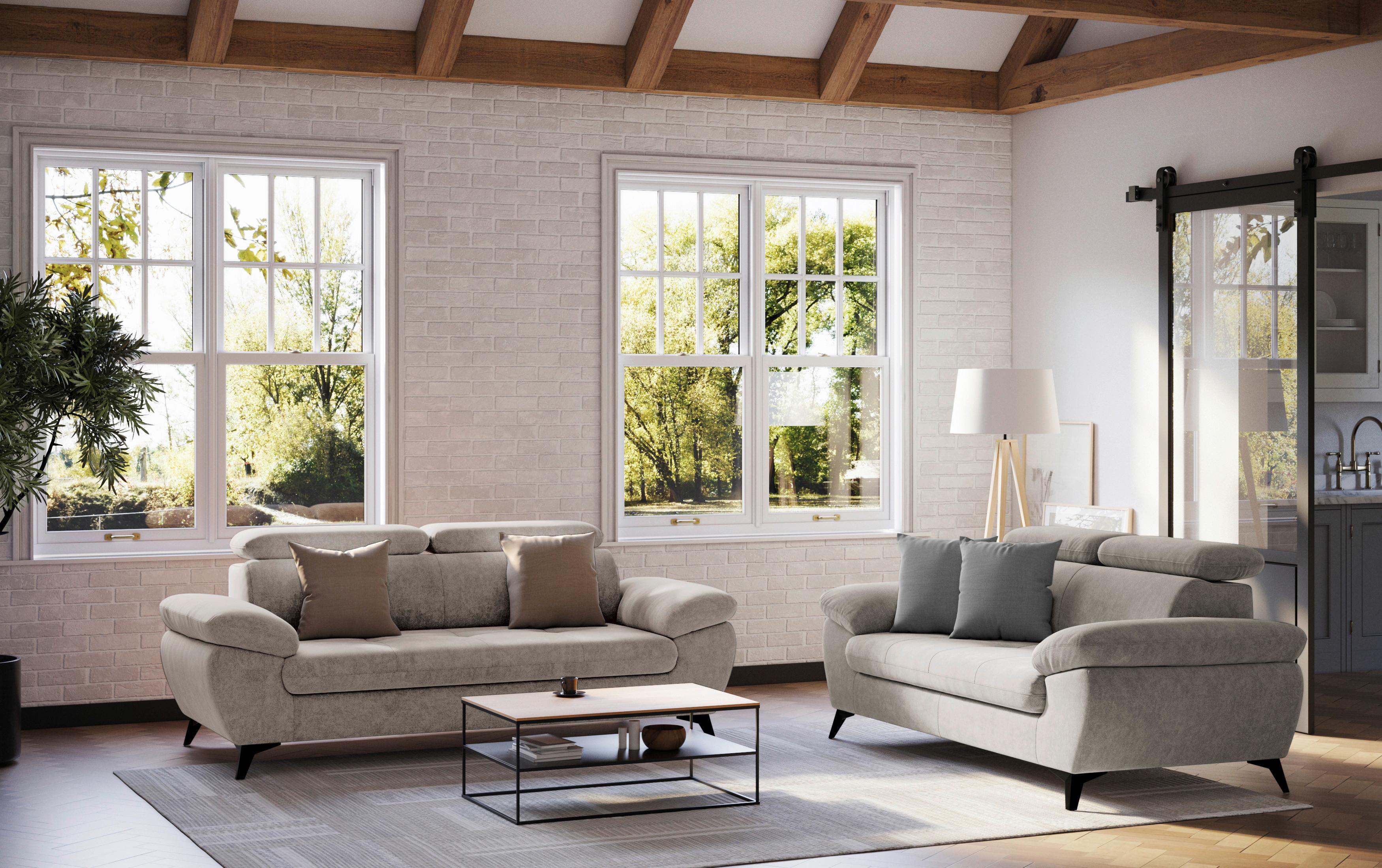 2-Sitzer-Sofa Hudson Schlammfarben, B: 194 cm - Schlammfarben/Schwarz, Textil (194/84/100cm) - MID.YOU