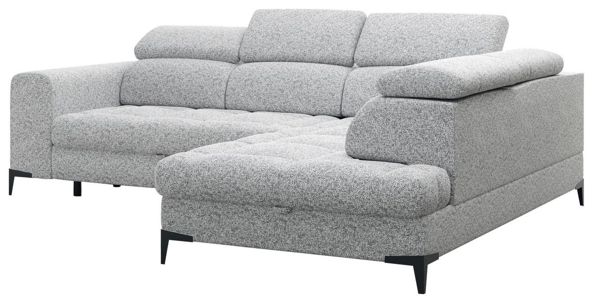 Rohová sedačka MASON, pravá, světle šedo-krémová tkanina - černá/krémová, Moderní, kov/dřevo (271/211cm) - Mömax