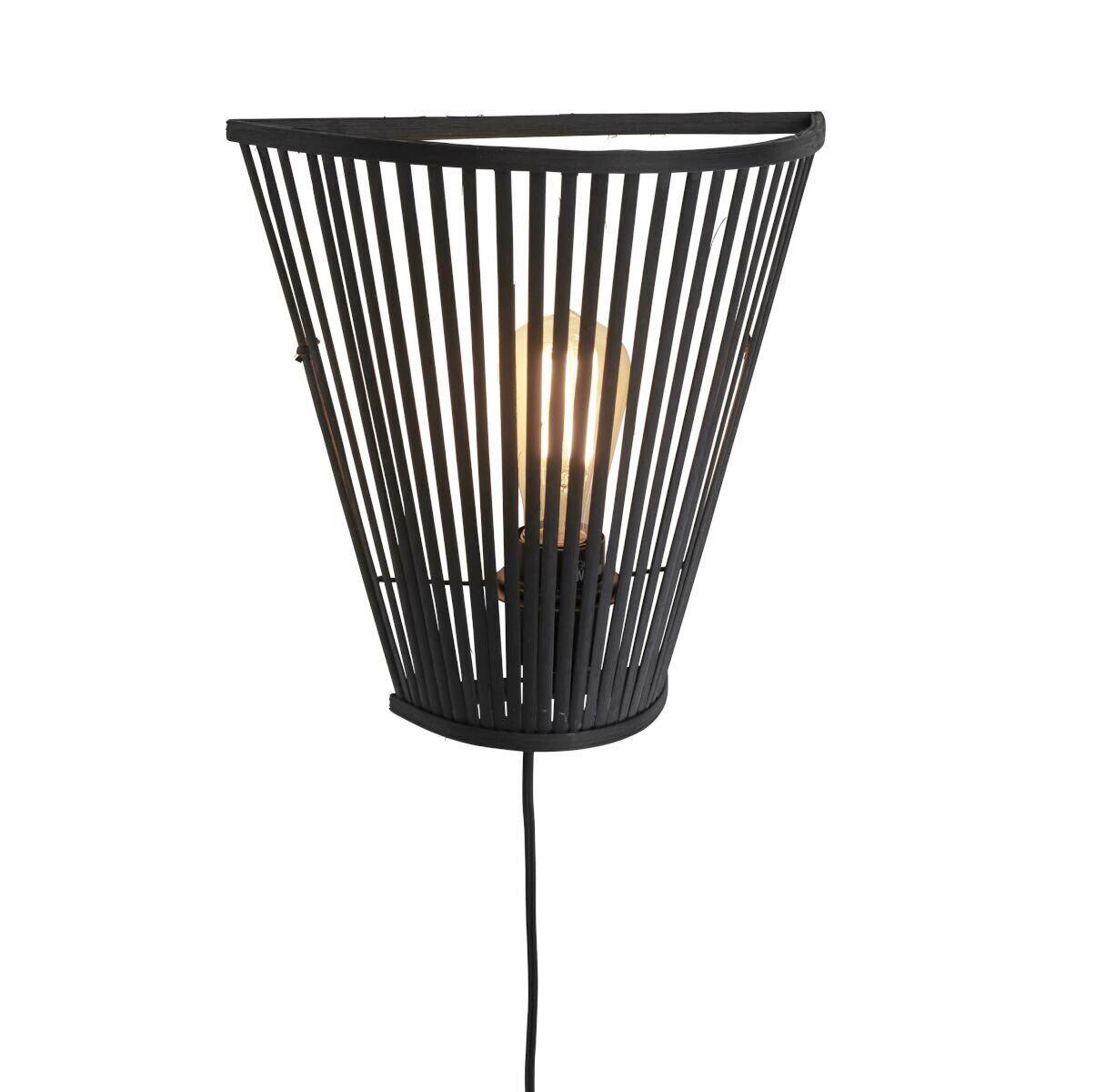 Wandleuchte Merapi Schwarz B: 30 cm - Schwarz, Trend, Holz (15/30/30cm) - Good & Mojo