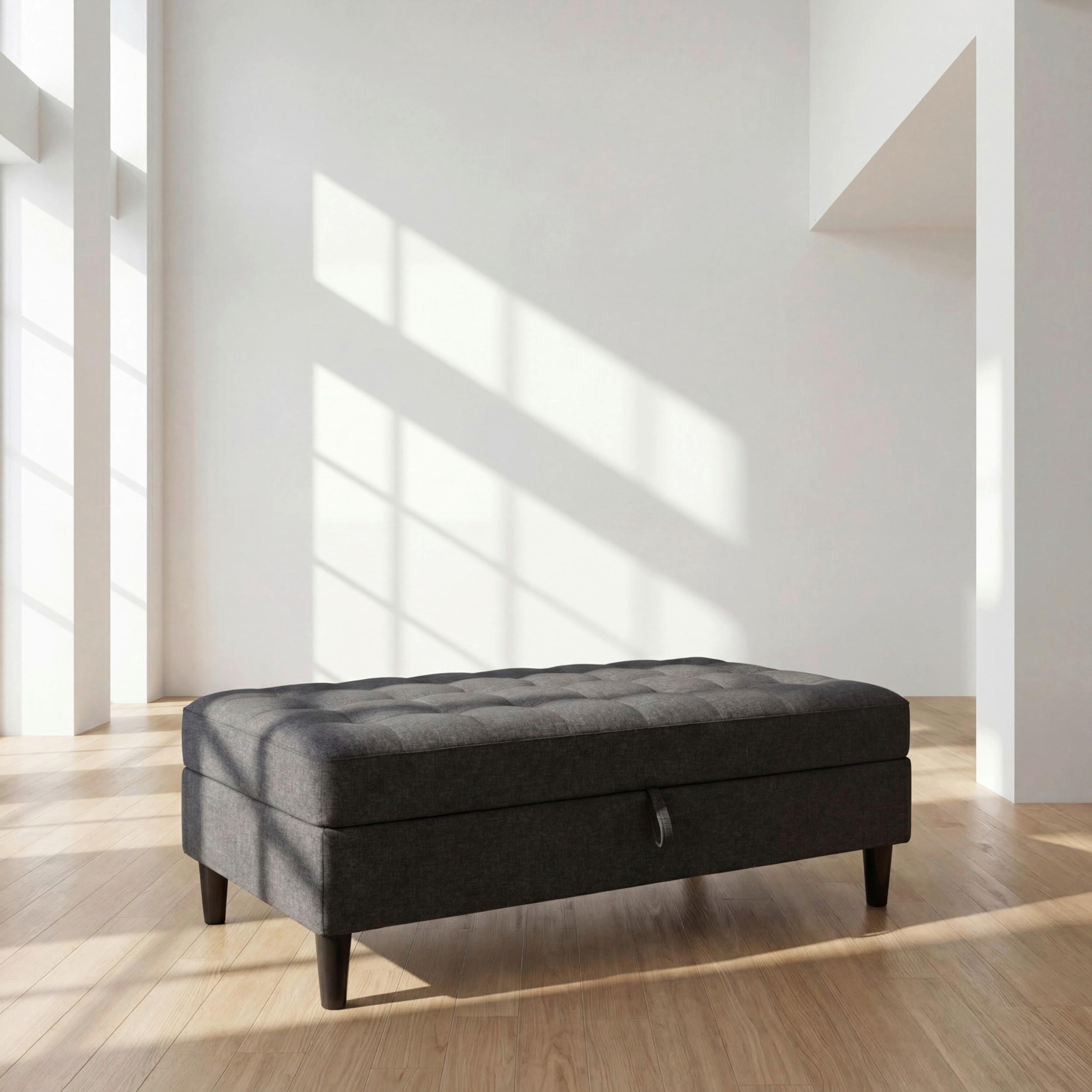 Hocker Palermo Anthrazit, mit Stauraum - Anthrazit/Schwarz, Basics, Textil (130/43/69cm) - Livetastic