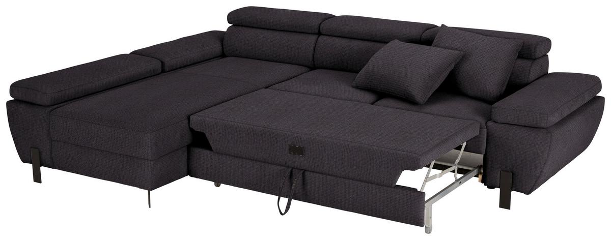 Rohová sedačka MILNA, levá, černá - černá, Moderní, kov/textil (189/277cm) - Mömax
