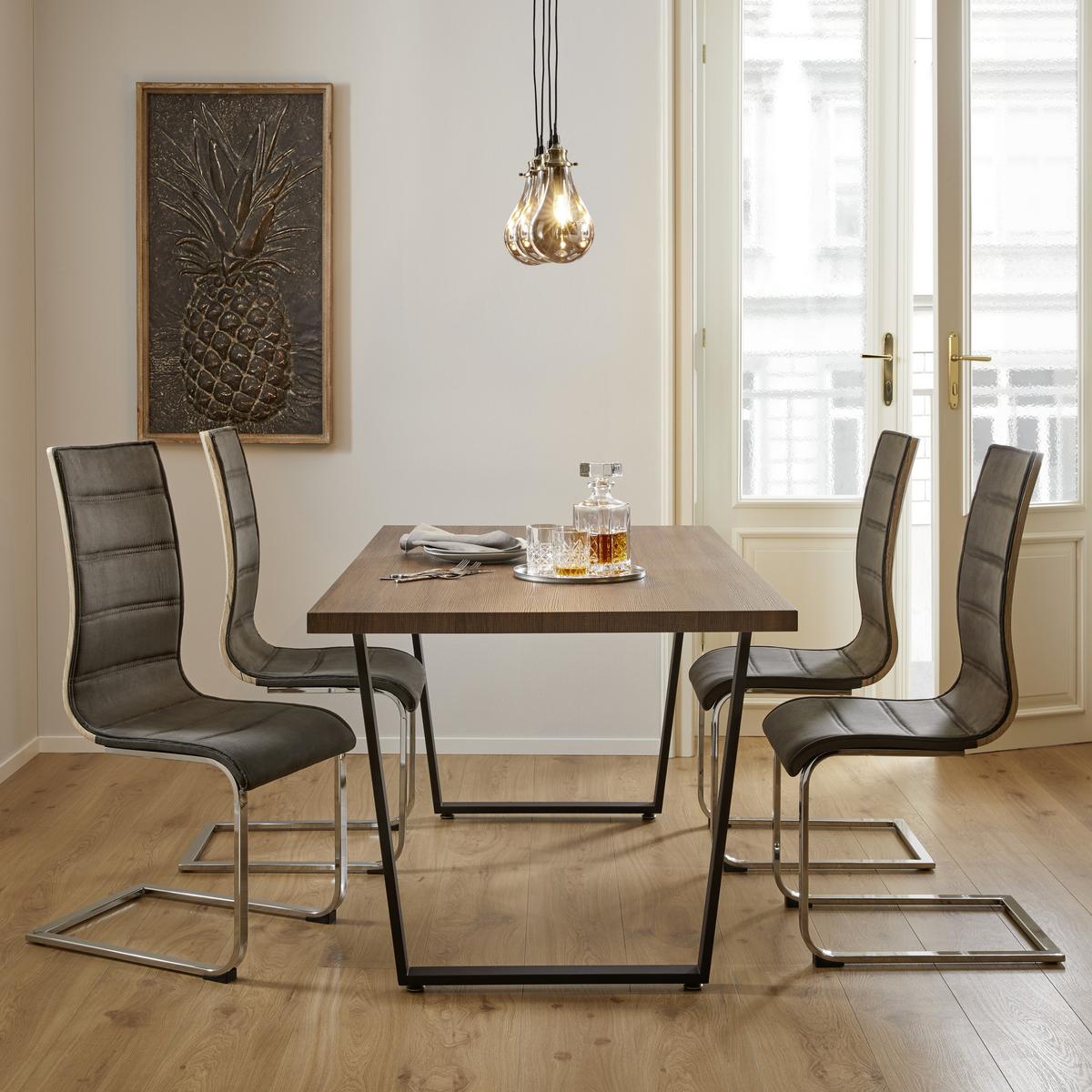 Stůl Dave  160x90cm - černá/barvy vlašských ořechů, Moderní, kov/dřevo (160/90/76cm) - Bessagi Home