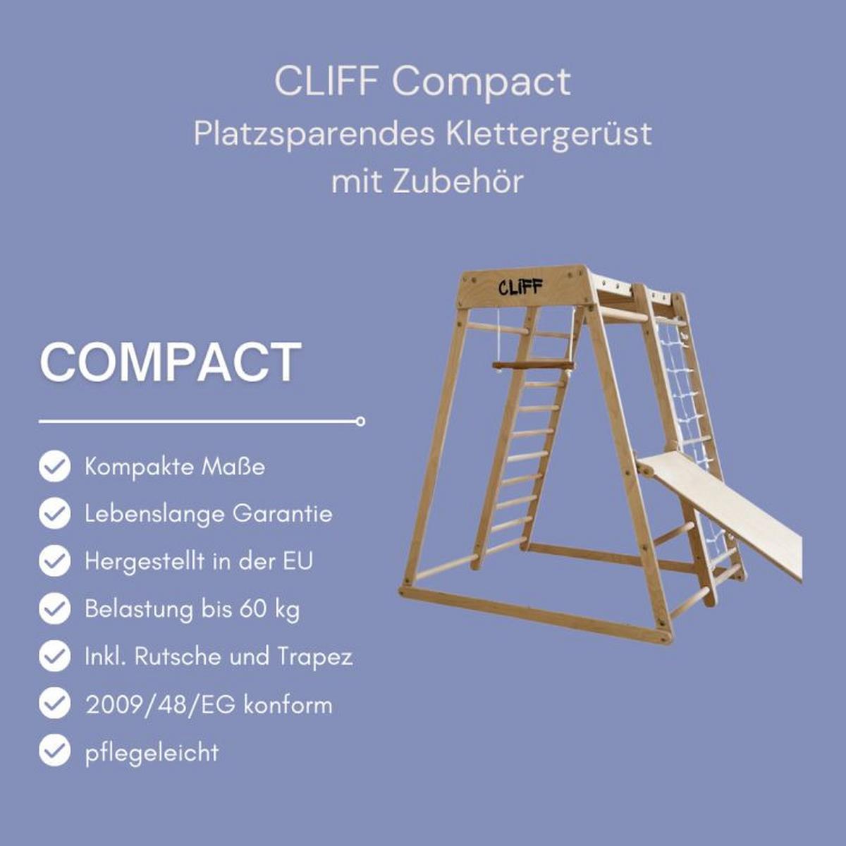 platzsparendes Klettergerüst natur - Birkefarben, Basics, Holz (84/105/113cm) - CLIFF