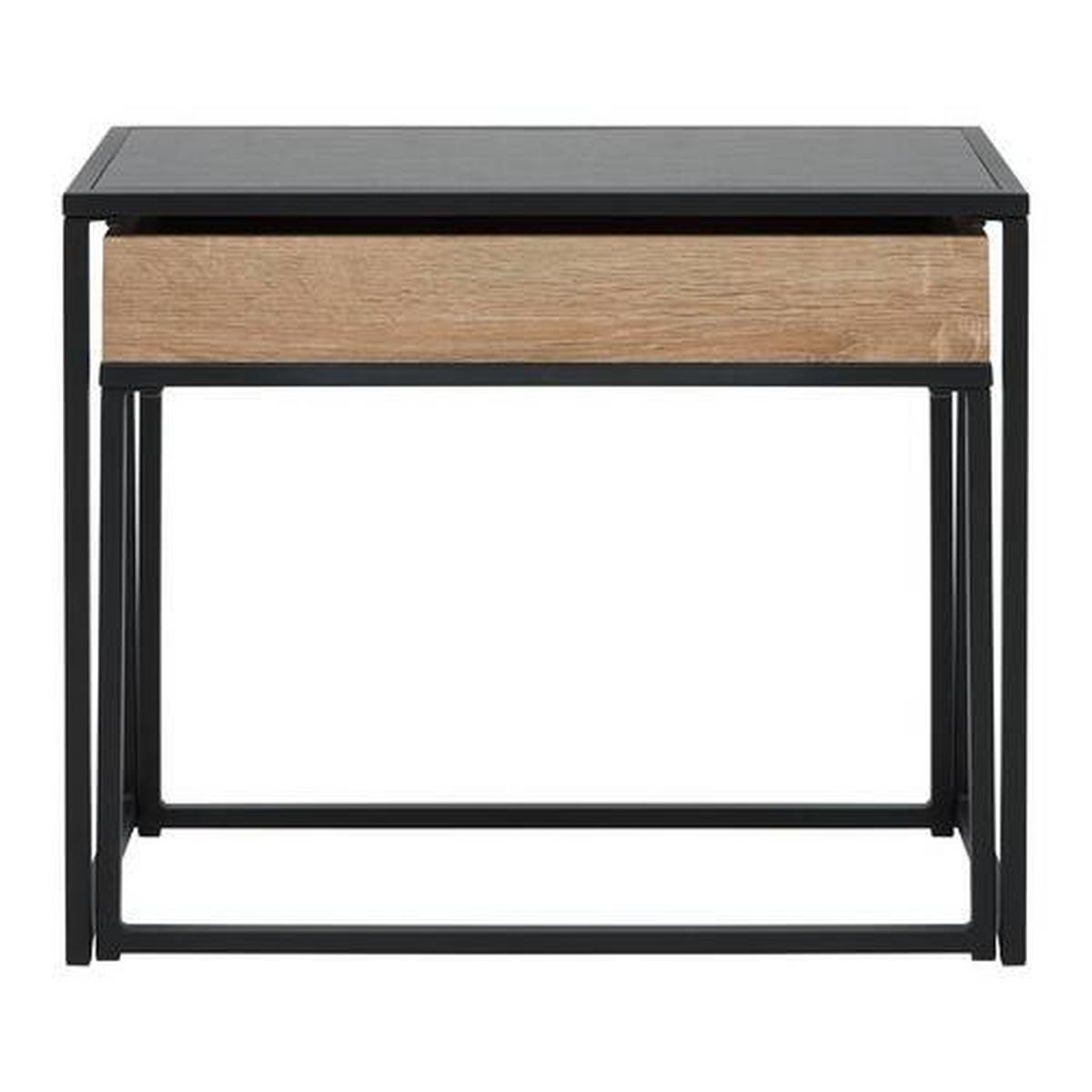Konferenčný stolík ANI 60x30 cm, drevodekor/čierna - čierna/farba duba, Modern, kov/kompozitné drevo (60/30/48cm) - Bessagi Home