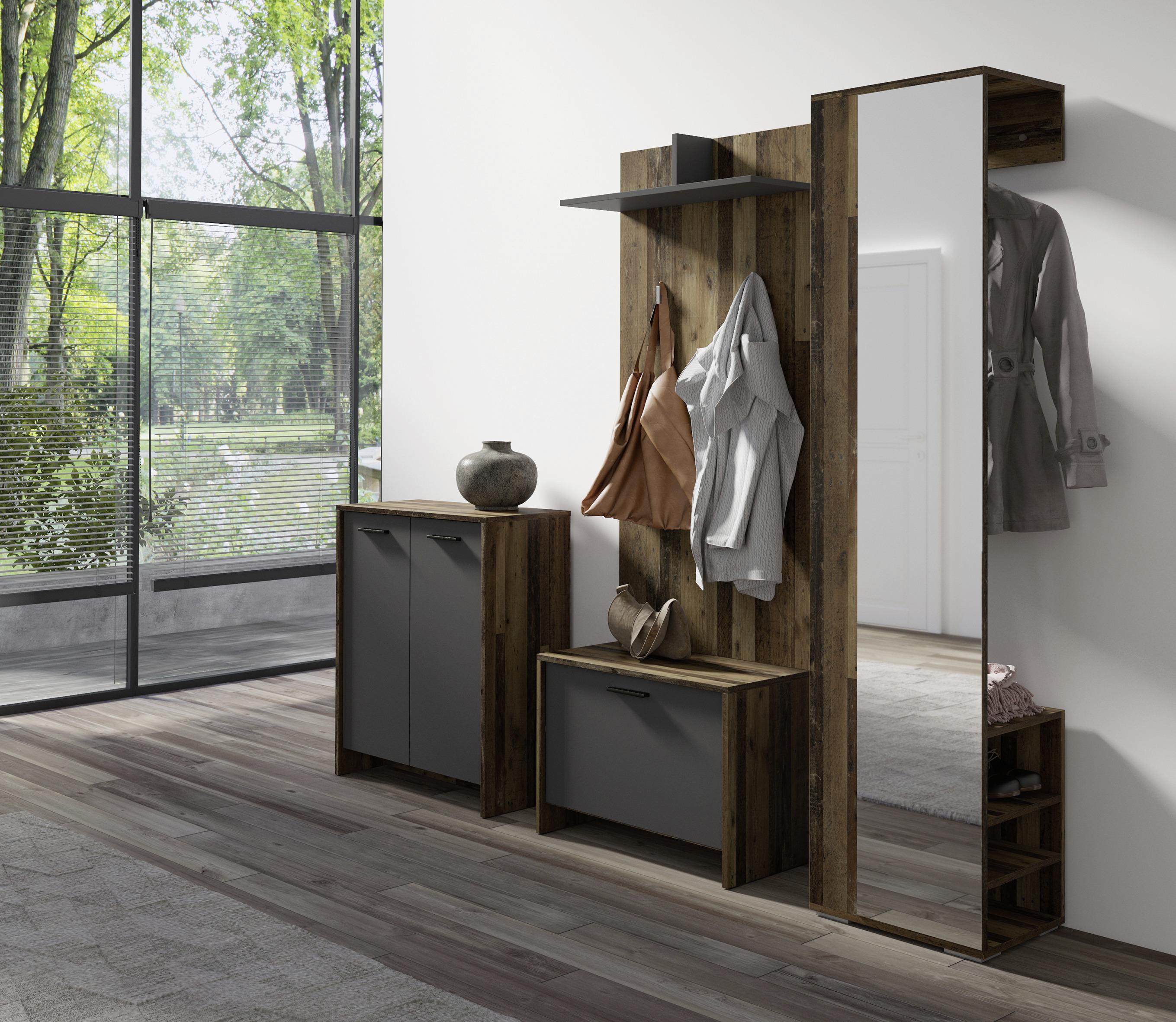 Schuhschrank Ben Alteiche Dekor/Anthrazit B: 63 cm - Alteiche/Anthrazit, MODERN, Holzwerkstoff (63/83/35cm) - MID.YOU
