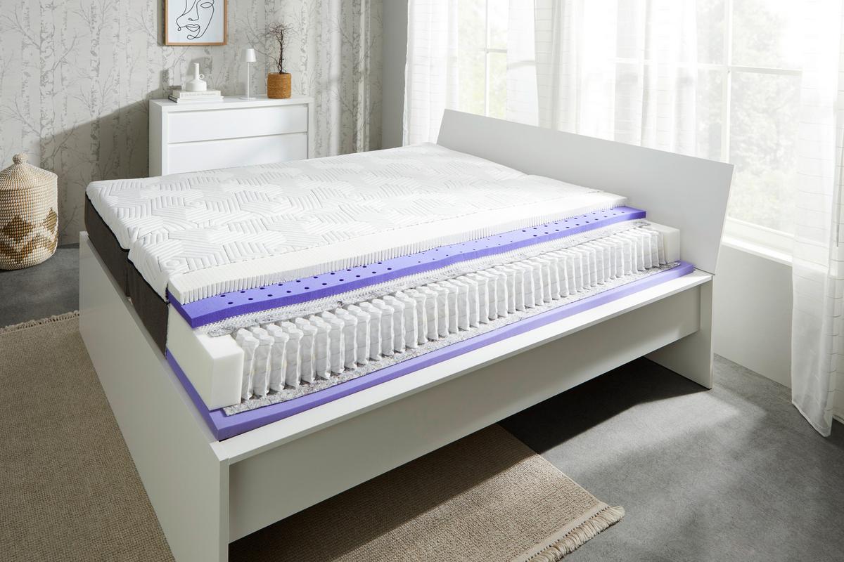 Latexmatratze Euphory 160x200cm Extra Fest - Weiß/Grau, Textil (160/200cm) - Sembella