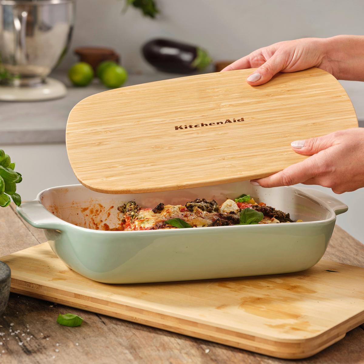 Auflaufform Stoneware Weiß/hellgrün B: 24 Cm - Weiß/Hellgrün, Basics, Naturmaterialien/Keramik (24cm) - Kitchenaid