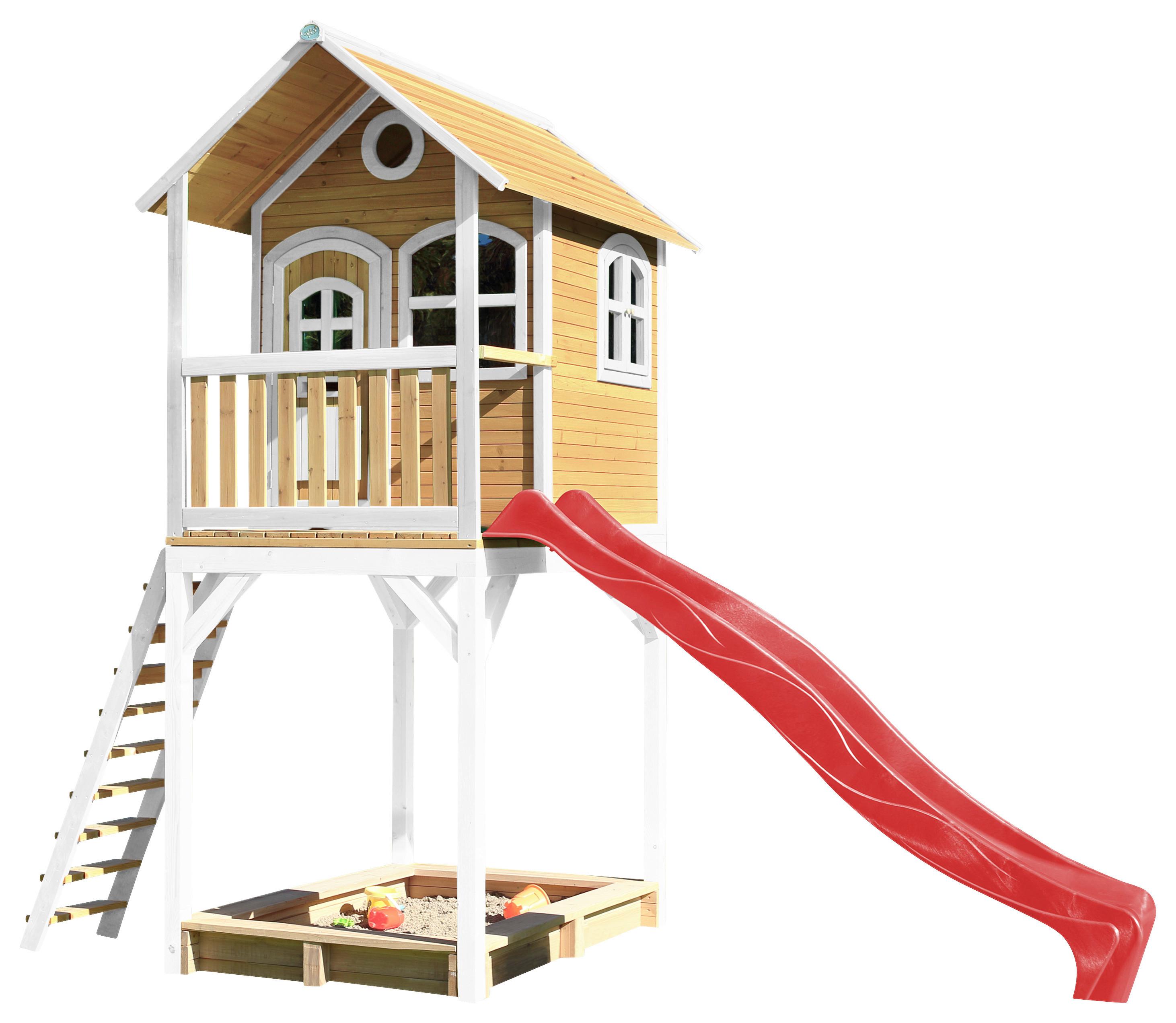 Spielhaus Romy Braun/rot/weiß B: 420 Cm - Rot/Braun, KONVENTIONELL, Holz/Kunststoff (420/320/191cm) - Ambia Garden