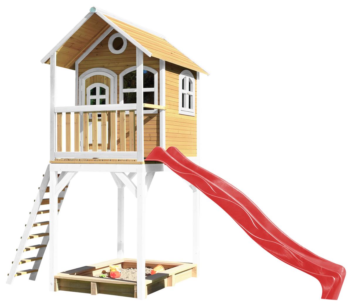 Spielhaus Romy Braun/rot/weiß B: 420 Cm - Rot/Braun, KONVENTIONELL, Holz/Kunststoff (420/320/191cm) - Ambia Garden