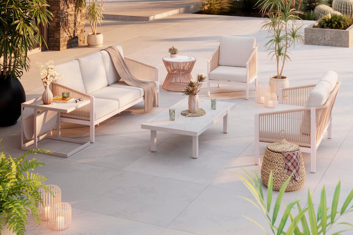 Loungesofa Palma - Beige/Hellgrau, MODERN, Kunststoff/Textil (182/67/80cm) - Beldano