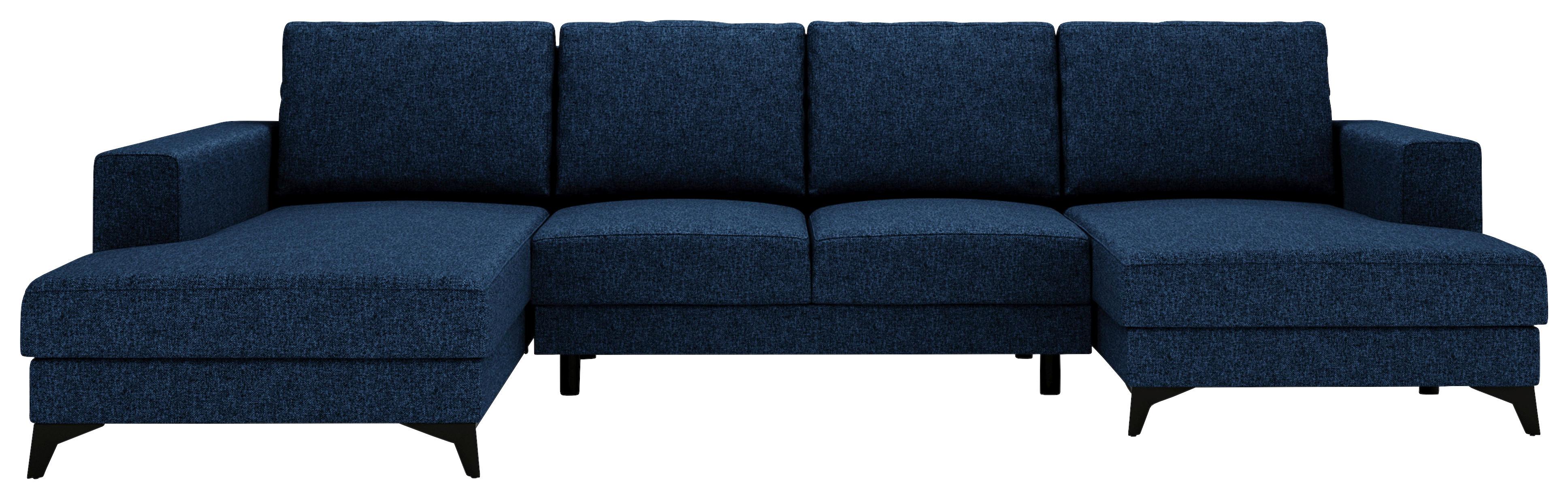 Harvey U Blau U: 190x339x156 cm - Blau/Schwarz, Design, Textil (190/339/156cm) - Livetastic