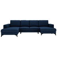 Harvey U Blau U: 190x339x156 cm - Blau/Schwarz, Design, Textil (190/339/156cm) - Livetastic