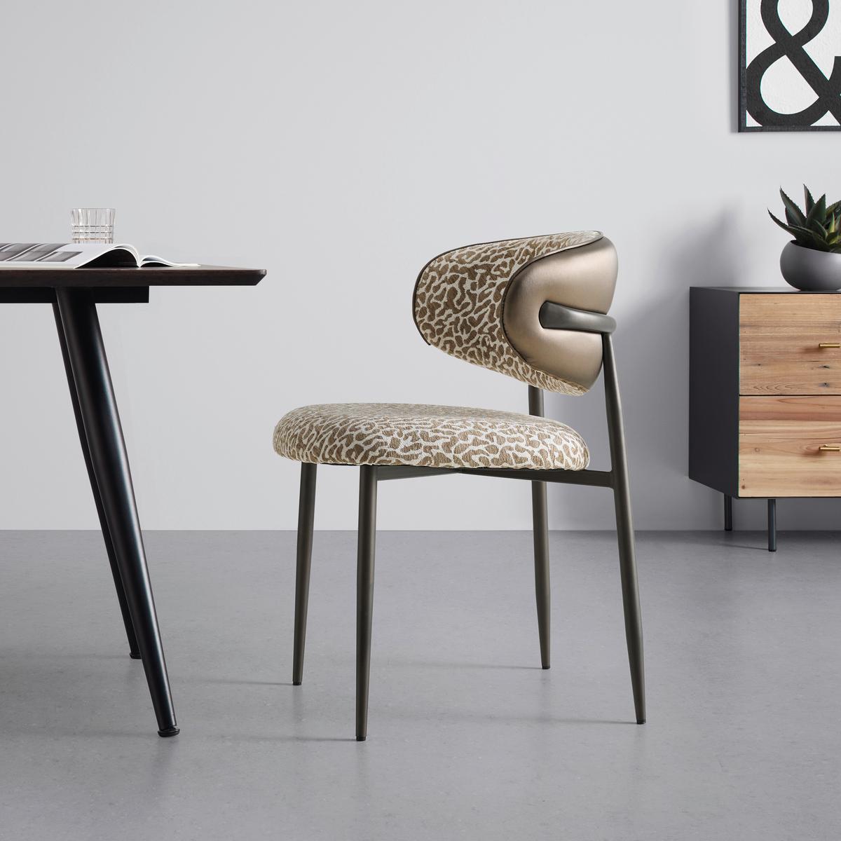 Židle Leano leopardí vzor a vzhled kůže - hnědá, Lifestyle, kov/textil (54/80/59cm) - Premium Living