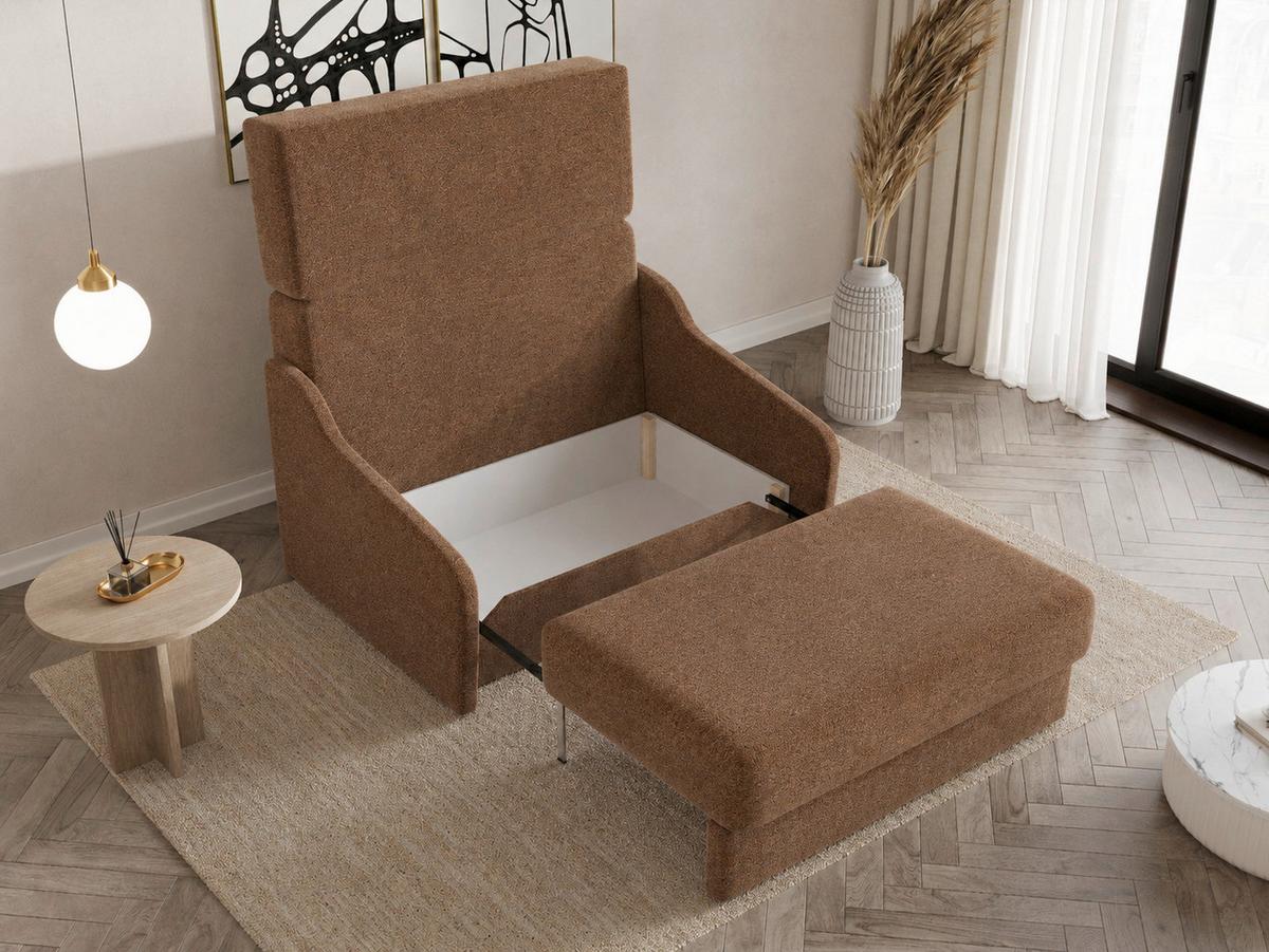 Schlafsofa Fly Rostfarben, B: 136 cm - Rostfarben/Schwarz, Design, Textil (136/86/113cm) - MID.YOU