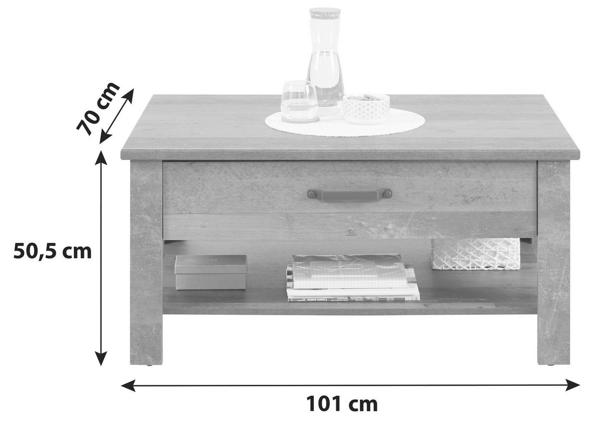 KONFERENČNÍ STOLEK ONTARIO - barvy dubu/tmavě šedá, Trend, kompozitní dřevo/plast (101/50,5/70cm) - Ondega