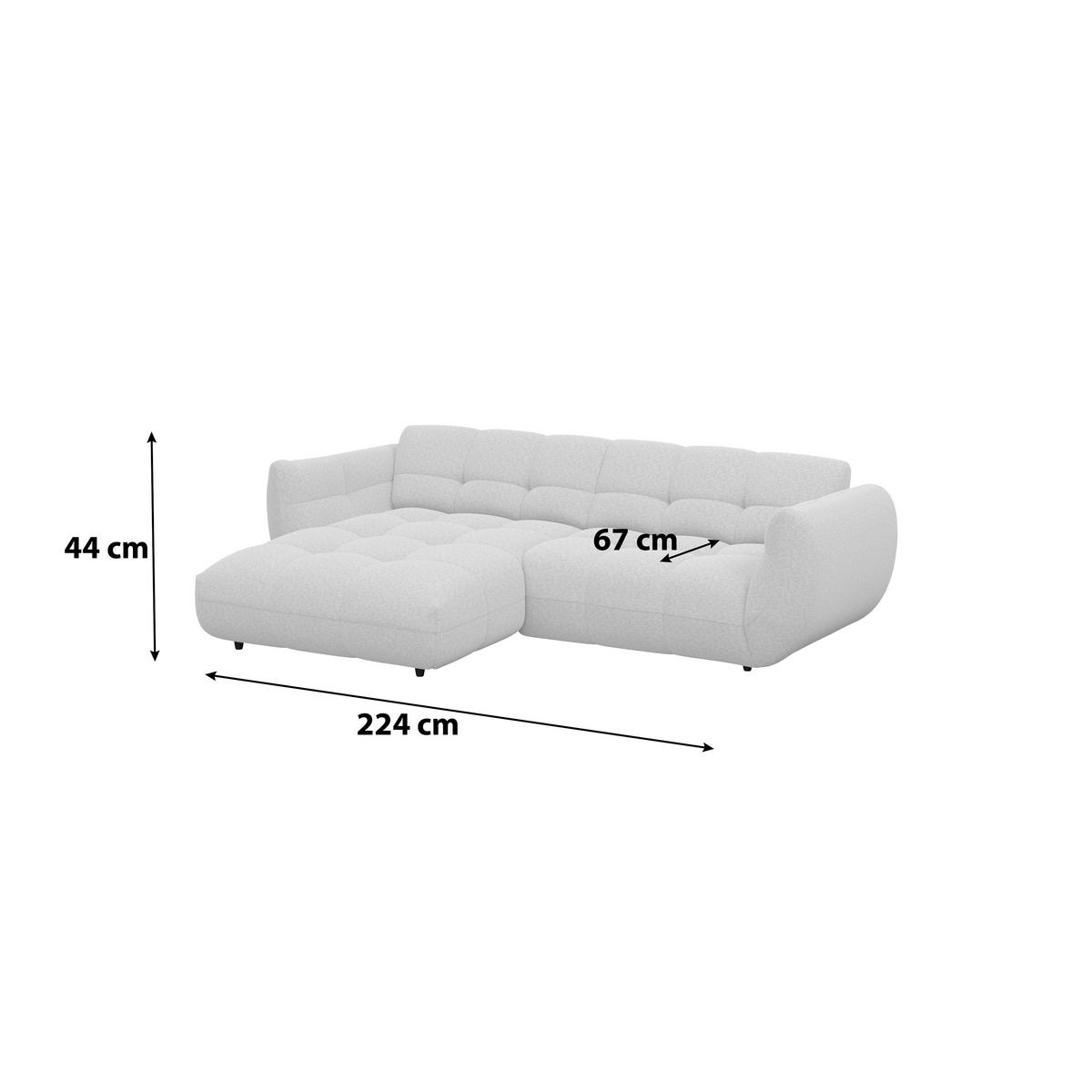 Rohová sedačka PANDA, ľavá, slonovinová ženilka - čierna/slonovinová, Trend, textil/plast (178/280cm)
