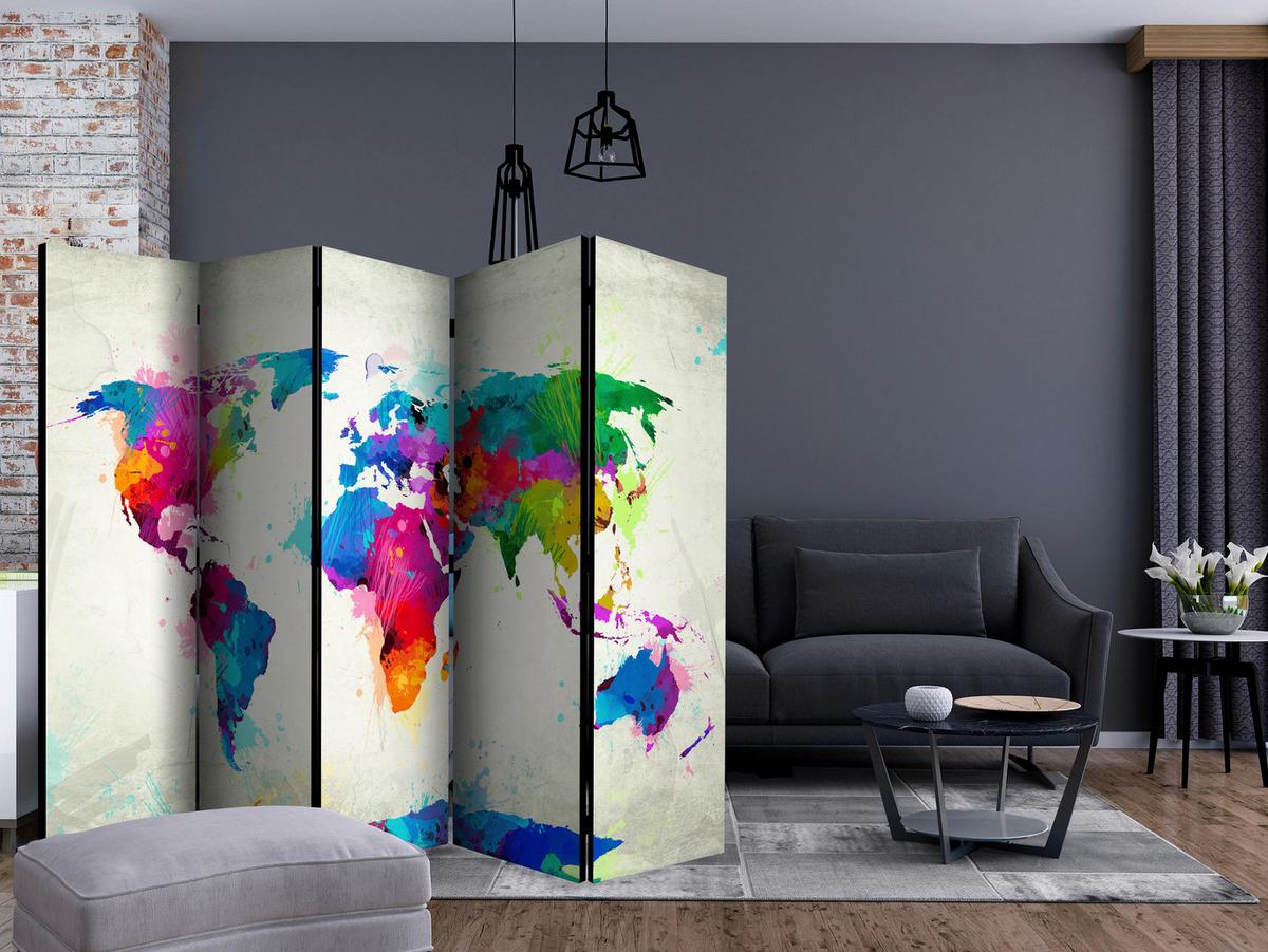 Paravent Multicolor B: 225 Cm - Multicolor, Basics, Holz/Textil (225/172/3cm) - artgeist