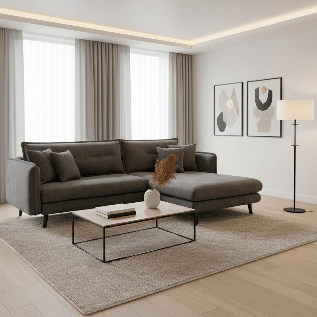 Sedací souprava DAJANA, tmavě šedá - černá/tmavě šedá, Moderní, dřevo/textil (251/183cm) - P & B