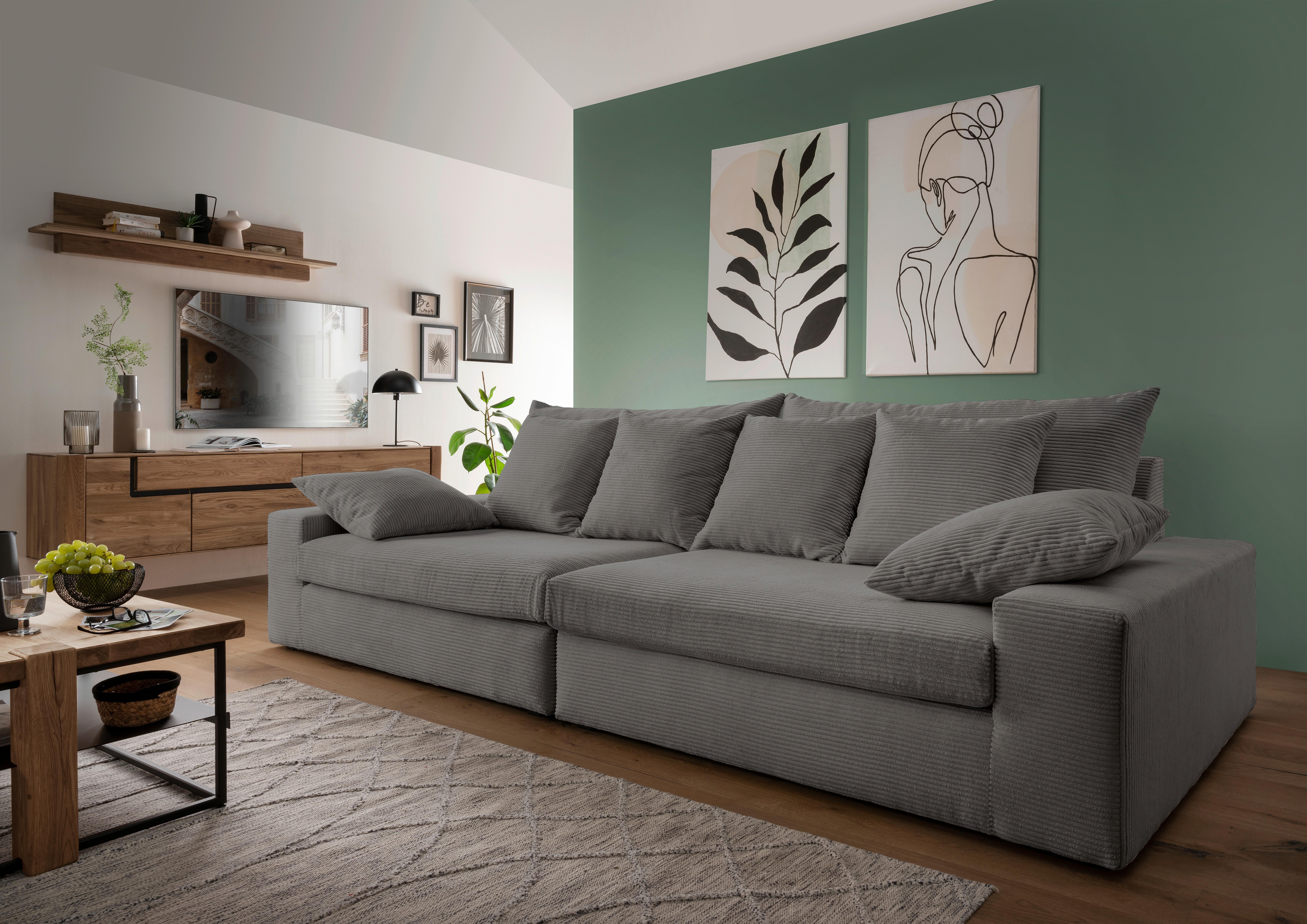 Viersitzer-Sofa Avellino Grau B: 308 cm - Schwarz/Grau, MODERN, Textil (308/80/140cm) - Livetastic