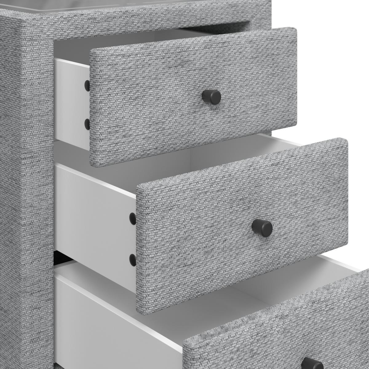 Nachtkästchen Brisbane II mit Induktionsladezone B: 49,5cm - Grau, Trend, Glas/Holzwerkstoff (49,5/56,5/46cm) - Sembella