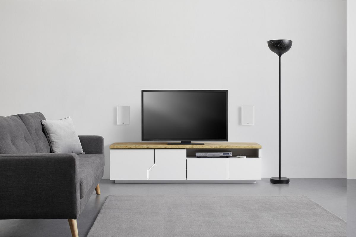 TV diel CARLOS - biela/farba duba, Modern, drevo (180/46,5/42cm) - Modern Living