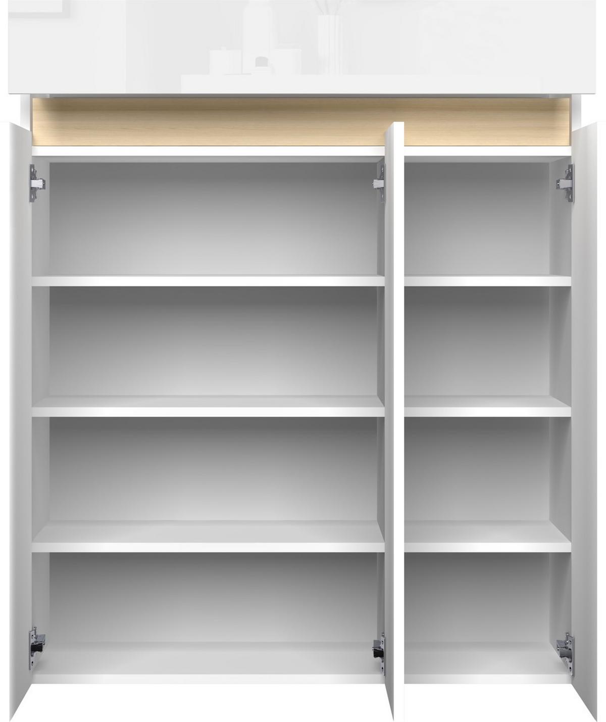 Schuhschrank Rainbow Eichefarben/Weiß HG B: 94 cm - Eichefarben/Weiß Hochglanz, Design, Holzwerkstoff (94/114/35cm) - MID.YOU