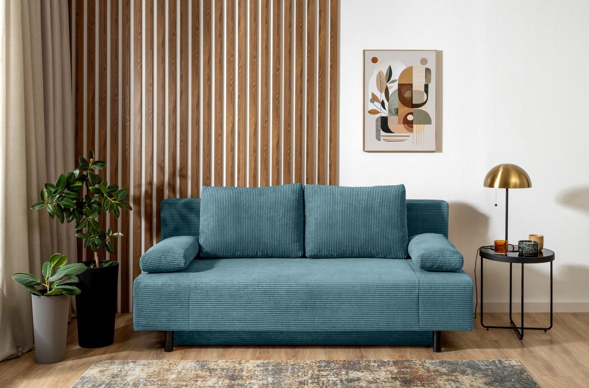 Sofa Leoni, Graublau B: 191 Cm - Türkis/Graublau, KONVENTIONELL, Holz/Textil (191/92/89cm) - MID.YOU
