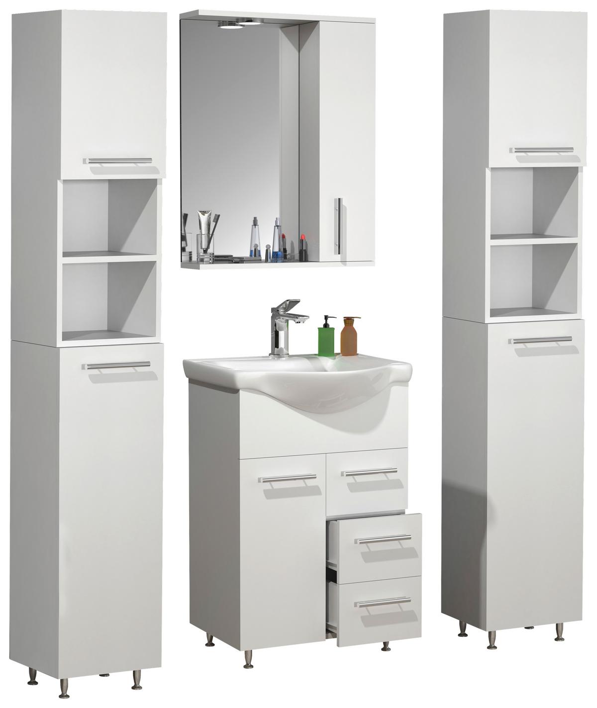 Badezimmer Lisalo L - Silberfarben/Weiß, MODERN, Glas/Keramik (115cm) - MID.YOU