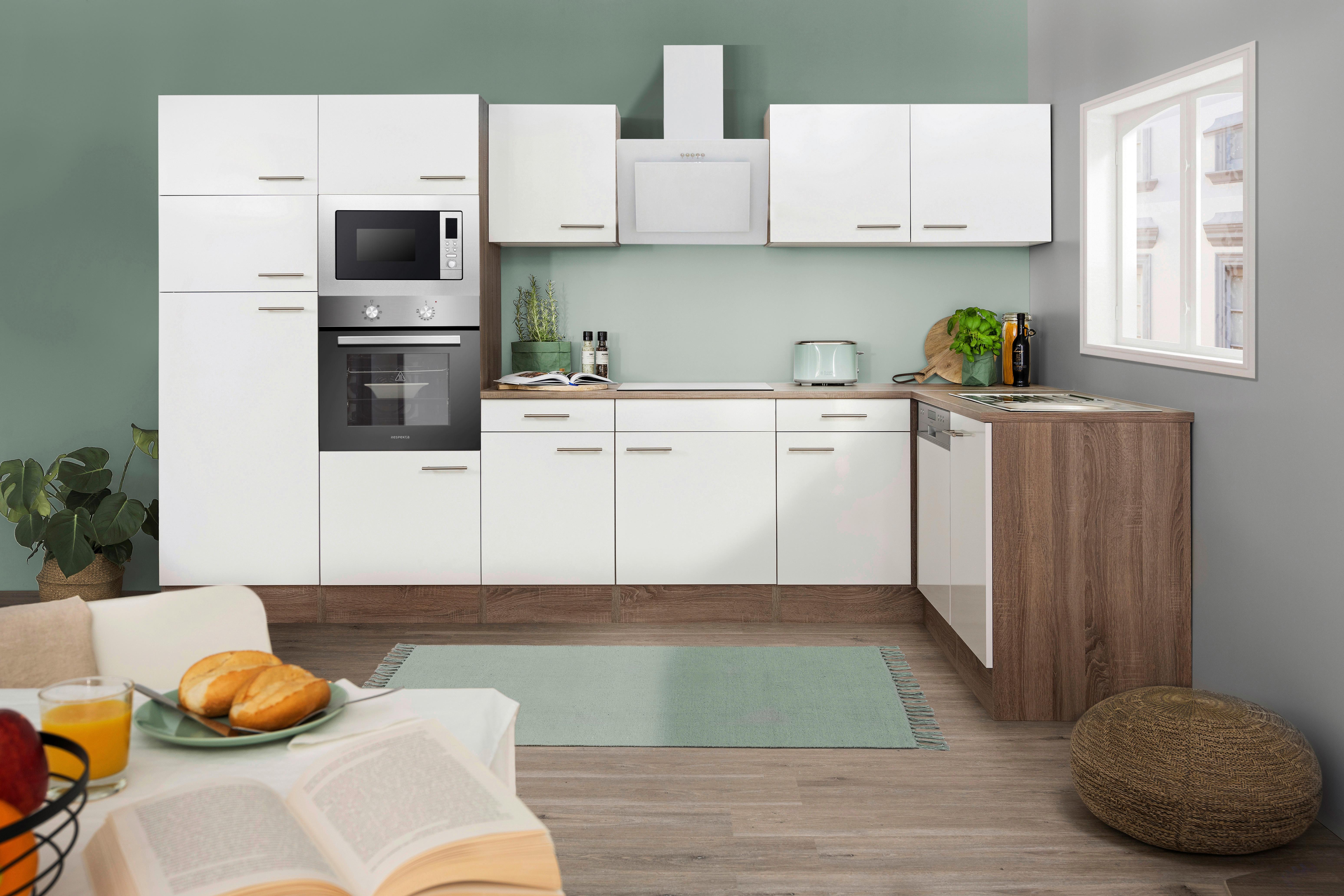 Eckküche Oliver L-Küchenblock 340 Cm - Eichefarben/Weiß, Basics, Holzwerkstoff (340/172cm) - Respekta