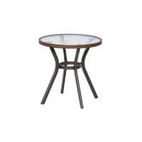 Gartentisch Ravenna Rund D: 72 cm - Dunkelbraun/Graphitfarben, KONVENTIONELL, Glas/Kunststoff (72/72/73cm) - Gardenson