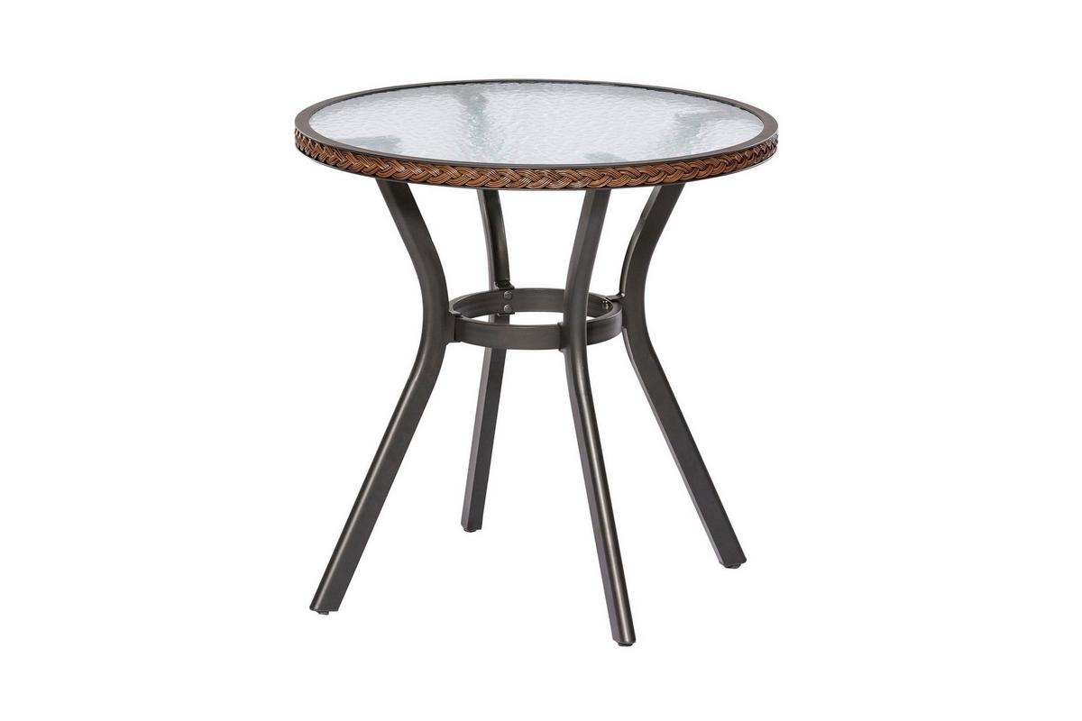 Gartentisch Ravenna Rund D: 72 cm - Dunkelbraun/Graphitfarben, KONVENTIONELL, Glas/Kunststoff (72/72/73cm) - Gardenson