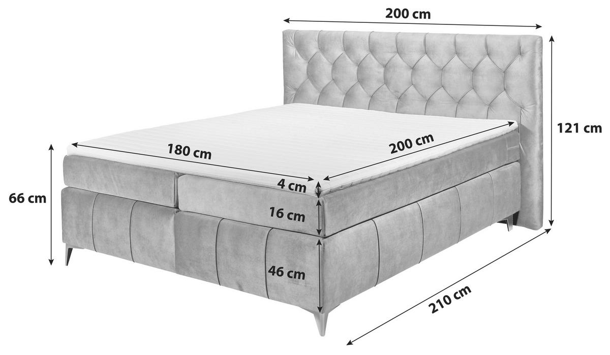 Boxspringbett mit Topper 180x200 Pembroke - Bordeaux/Lila, Basics, Holzwerkstoff/Textil (180/200cm) - MID.YOU