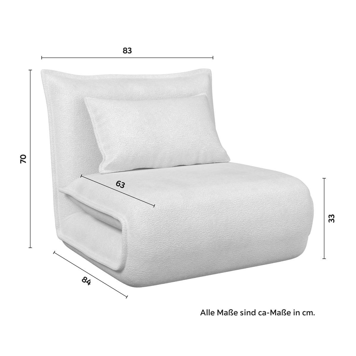 Rozkladacie kreslo MACY, biela, max. 120 kg - biela, Modern, kov/textil (83/70/84cm) - Bessagi Home