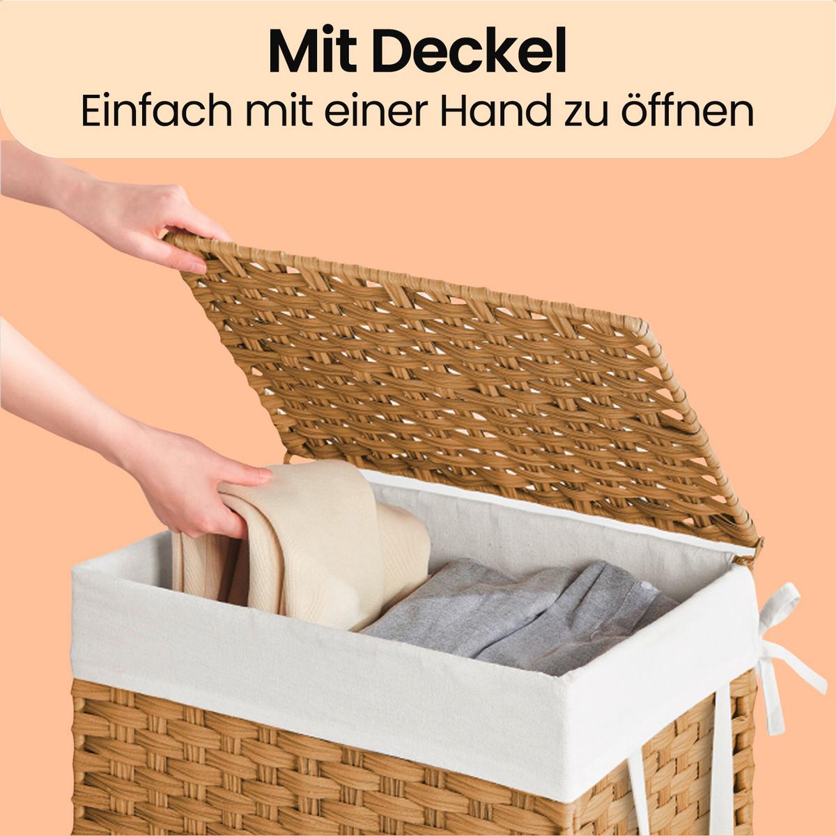 Wäschekorb Naturfarben B: 46 Cm - Naturfarben, Basics, Kunststoff/Textil (46/61/33cm)