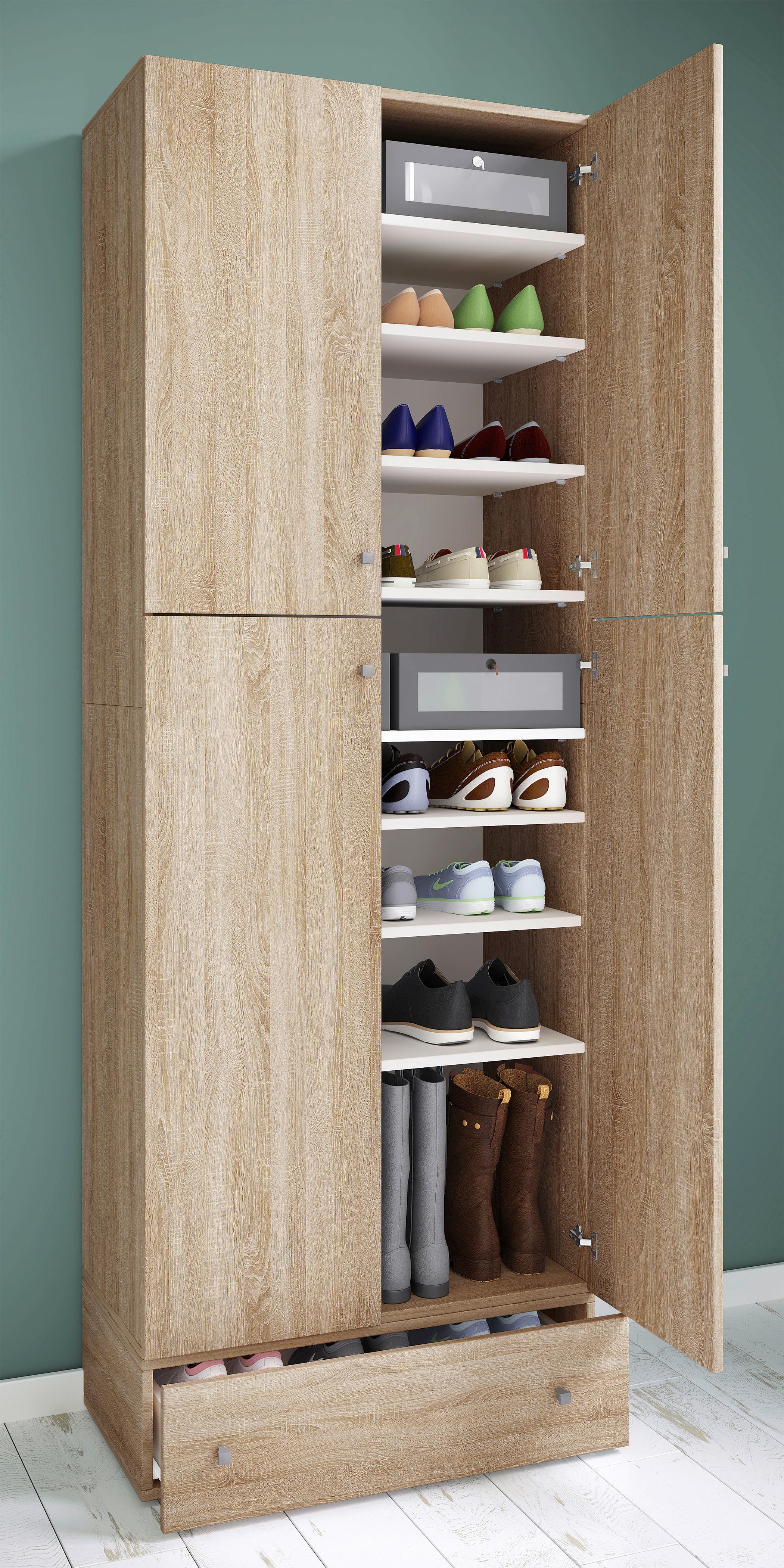 Schuhschrank Lona Xxl Sonoma Eiche Dekor B: 70 Cm - Schwarz/Sonoma Eiche, MODERN, Holzwerkstoff (70/200/39cm) - MID.YOU