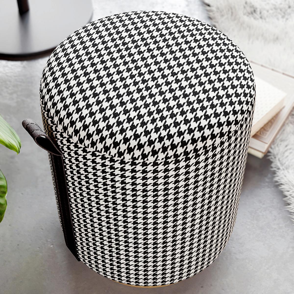 Hocker Macaria Schwarz/weiß B: 36 Cm - Eichefarben/Schwarz, Design, Textil (36/43/36cm) - Livetastic