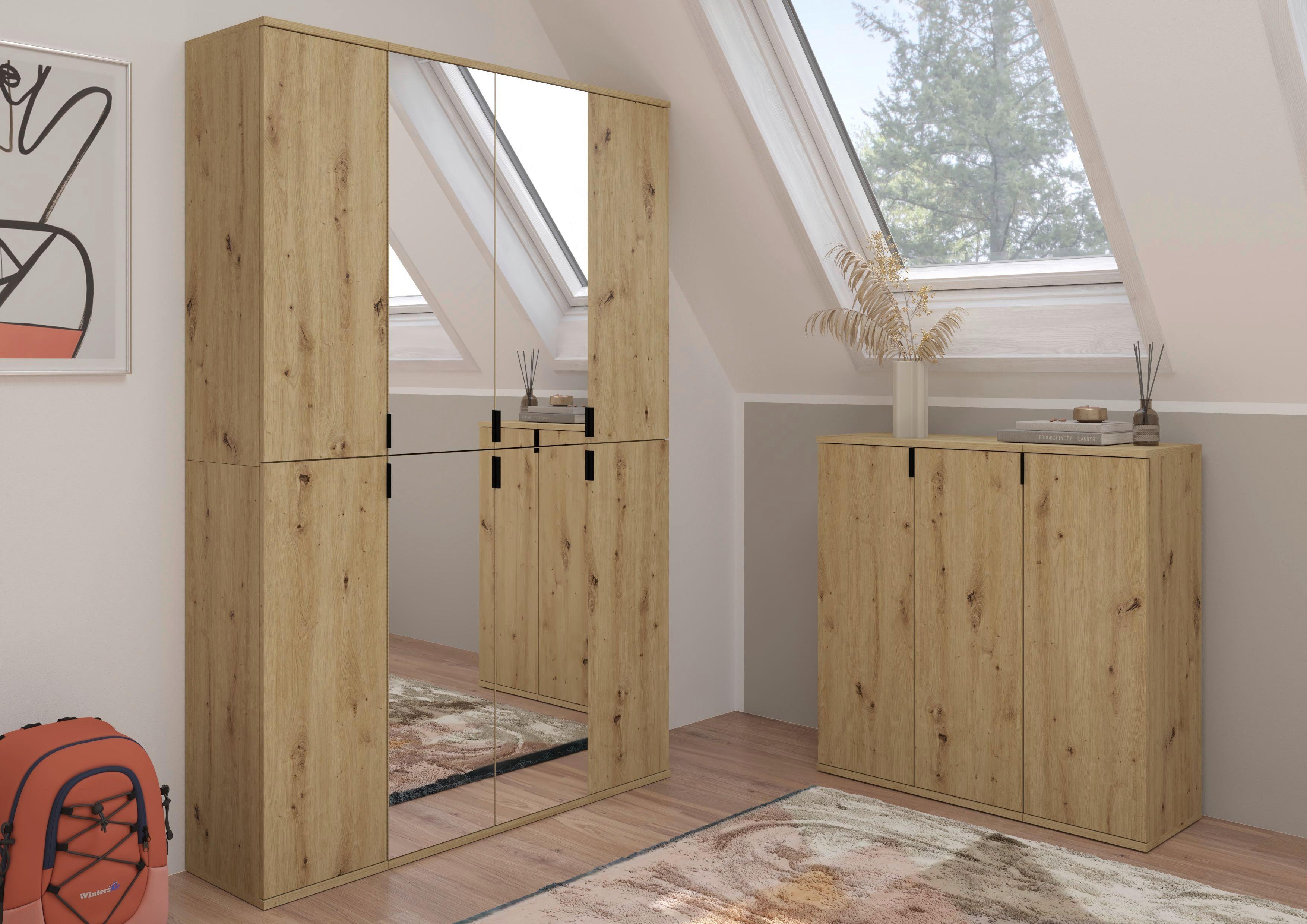Garderobenschrank Projekt X Eiche Artisan B: 121 Cm - KONVENTIONELL, Glas/Holzwerkstoff (121/193/34cm) - MID.YOU