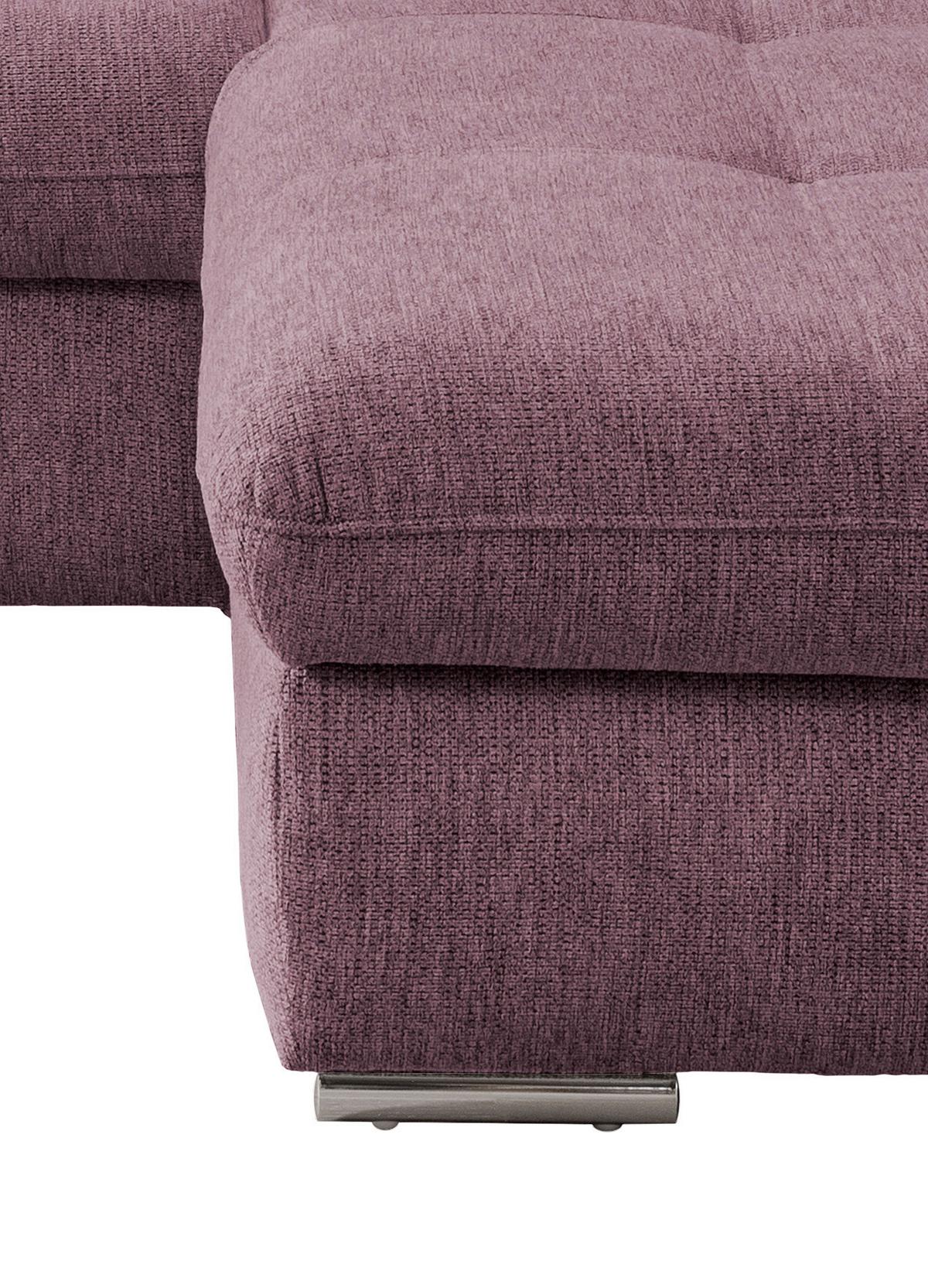 Ecksofa Mit Schlaffunktion Dalida Brombeere Chenille - Chromfarben/Brombeere, Design, Textil (300/196cm) - Livetastic