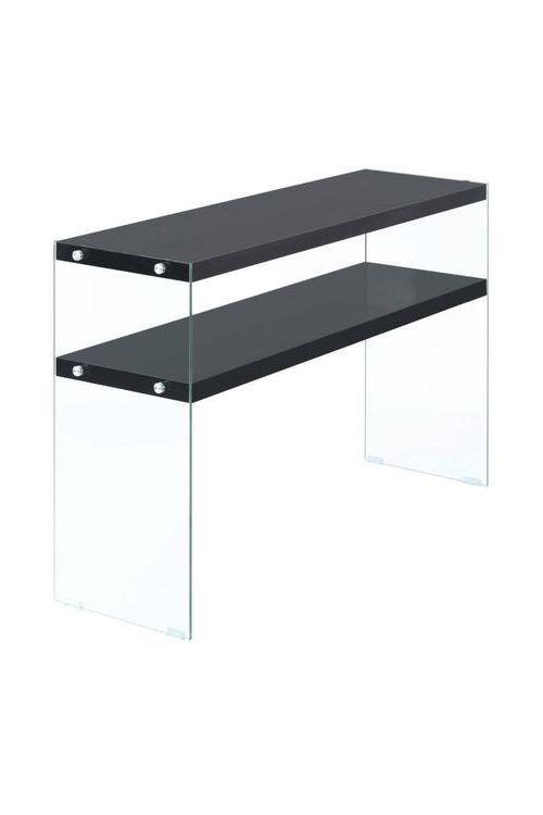 Beistelltisch mit Ablage Elementary Schwarz - Klar/Schwarz, Basics, Glas/Holzwerkstoff (32/110/75cm) - Kayoom